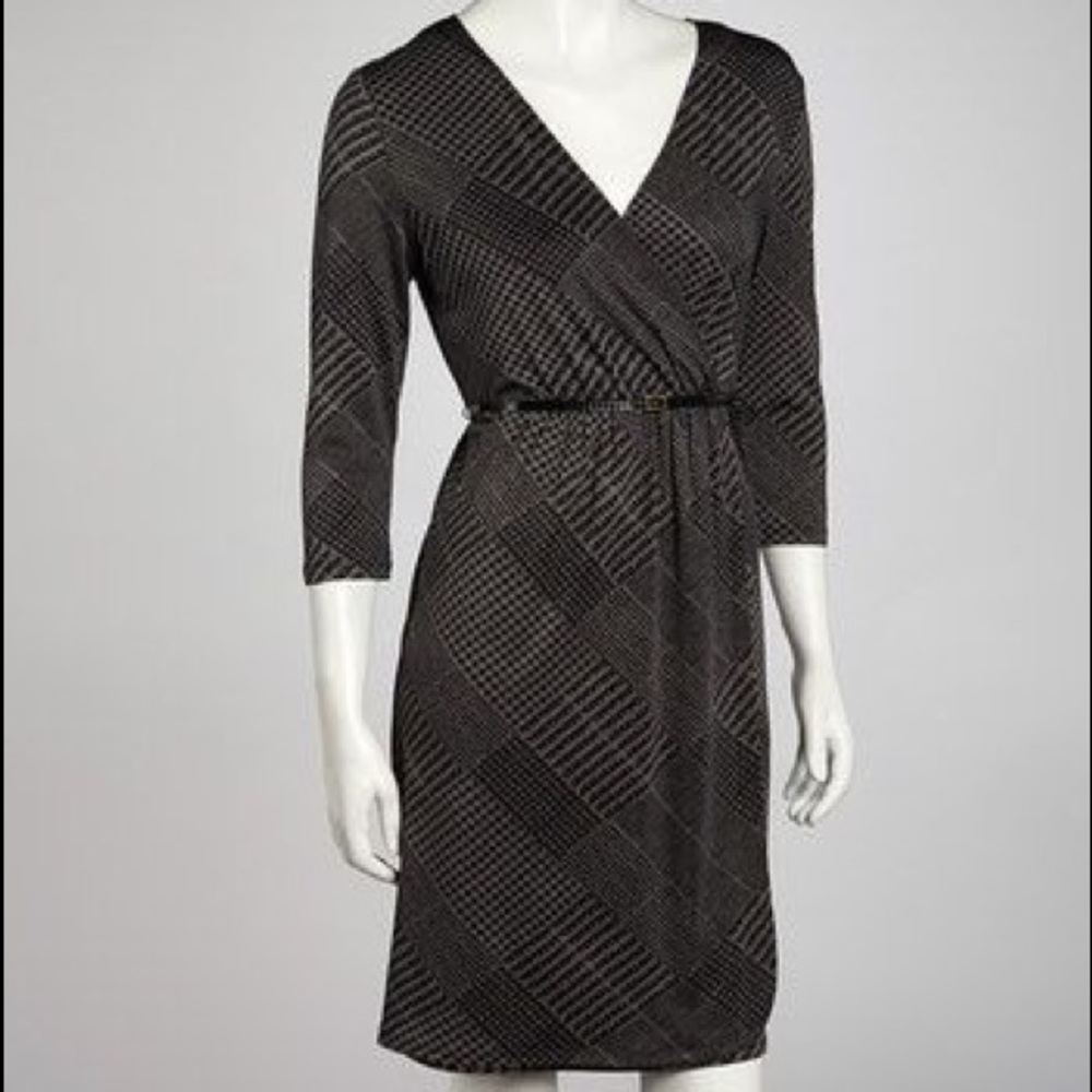 AA Studio Grey & Black Belted Dress
